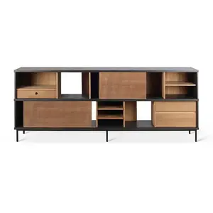 ETHNICRAFT buffet OSCAR (Teak naturel et noir - bois et métal)