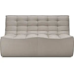 ETHNICRAFT canapé à 2 places N701 (Ecru - Tissu recyclé écologique)