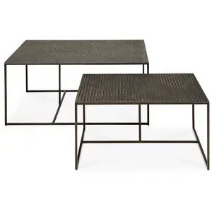 Ethnicraft - Tables gigognes Pentagon - Noir - Mineral - Designer Ethn... pas cher