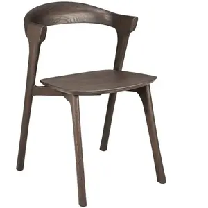 ETHNICRAFT chaise avec accoudoirs BOK (Chêne vernis marron - bois mass...