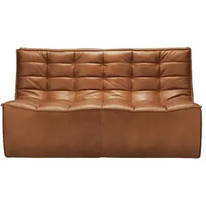 ETHNICRAFT canapé à 2 places N701 (Cuir vieilli - cuir)