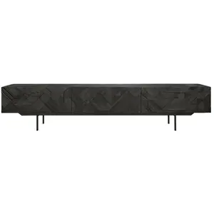 ETHNICRAFT meuble TV GRAPHIC 240 cm (Noir - Teck et métal)