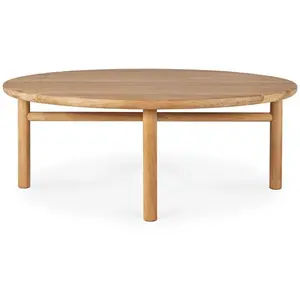 ETHNICRAFT table ronde basse d'extérieur QUATRO Ø95cm (Teck - Bois)