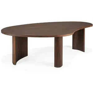 Comparateur de prix : ETHNICRAFT table basse BOOMERANG 126 cm (Teck marron - bois massif)