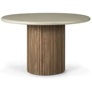 Ethnicraft - Table ronde Roller - Gris - Teck recyclé - Designer Jacqu...