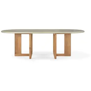 Ethnicraft - Table ovale Trestle - Gris - Teck recyclé