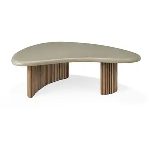 Ethnicraft - Table basse Boomerang - Gris - Teck recyclé - Designer Al...