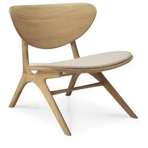 ETHNICRAFT fauteuil avec coussin EYE (Chêne huilé et tissu Off White -...