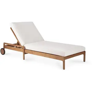 ETHNICRAFT bain de soleil réglable d'extérieur avec coussin JACK (Off white - Teck et tissu) pas cher