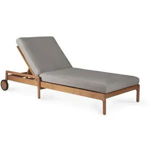 ETHNICRAFT bain de soleil réglable d'extérieur avec coussin JACK (Mocha - Teck et tissu) pas cher
