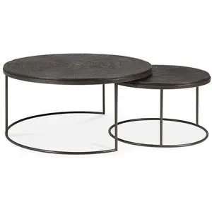 ETHNICRAFT set de 2 tables basses NESTING (Slice Umber - Minéraux et m...