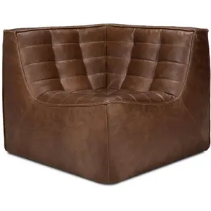 Comparateur de prix : ETHNICRAFT canapé d'angle carré N701 90° (Chestnut - cuir)