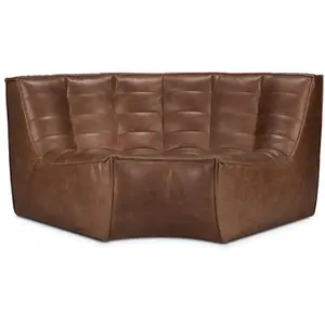 ETHNICRAFT canapé d'angle rond N701 90° (Chestnut - cuir) pas cher