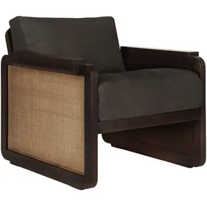 Ethnicraft - Fauteuil rembourré Panel - Marron - Tissu lin - Designer ...Vendu parmade-in-design