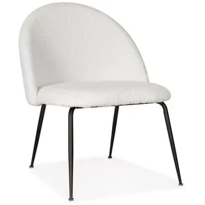 Alterego Fauteuil lounge 'NORVEGIA' en tissu bouclé blanc et métal noir pas cher