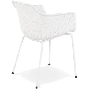 ALTER EGO Chaise avec accoudoirs perforée 'DRAK' blanche intérieure / extérieure pas cher