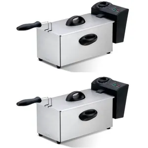 Comparateur de prix : PEM Friteuse électrique INOX - 3L - 2000W - Cuve amovible - Thermostat...