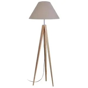 Tosel IDUN Trépied de lampadaire en bois massif pour lampadaire 50x163 cm naturel pas cher