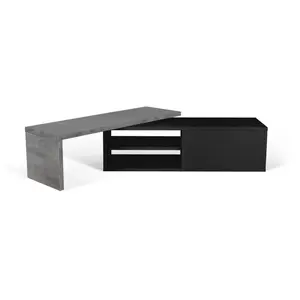 TemaHome Symbiosis Move Meuble TV, Effet Béton et Noir 110x35x32 cm pas cher