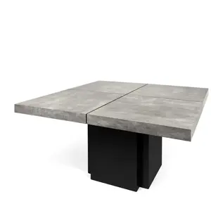 Temahome - Table à manger carrée 130 cm décor béton et noir - dinny