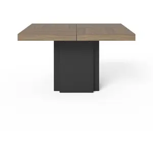 TEMAHOME Table à manger carrée 130 pied central Noyer et Noir
