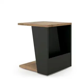 Comparateur de prix : Temahome Table D'appoint Albi Placage Noyer Et Noir Laqué - Temahome