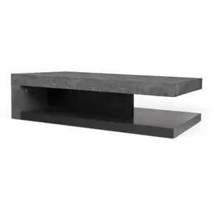 Temahome Table Basse Detroit Béton Et Noir 110 X 65 - Temahome pas cher