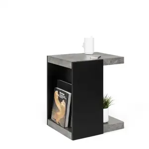Temahome Table Basse Klaus Béton Et Noir 38 X 55 - Temahome pas cher