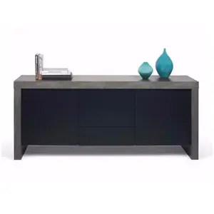 Temahome Buffet Kobe Béton Et Noir 2 Portes Et 3 Tiroirs 188 X 45 - Temahome