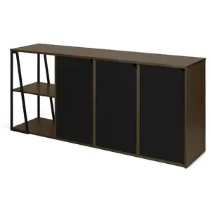 Comparateur de prix : TEMAHOME Buffet noyer et noir laqué H81