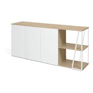 TEMAHOME Buffet chêne clair et blanc laqué H81