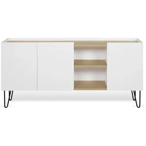 Comparateur de prix : TEMAHOME Meuble TV 180 cm 1 porte décor chêne vernis et blanc mat - NINA