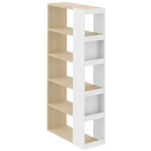 Temahome - Bibliothèque 5 niches 90x34x188 cm chêne clair et blanc - ellaVendu parcamif