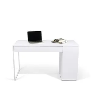 TemaHome ATYLIA Bureau Design Blanc et Chrome Prado pas cher