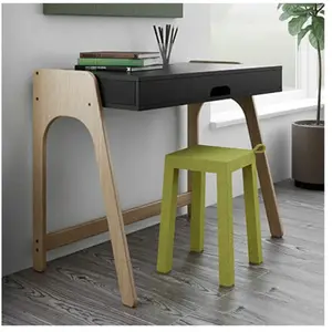 TemaHome Bureau avec rangement 94x53x76 cm noir et pieds en chêne - AURA pas cher