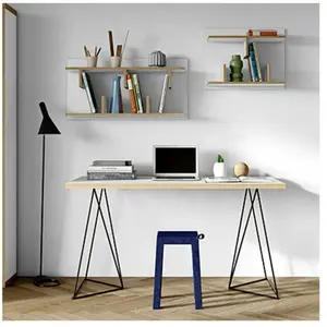 TemaHome M&s - Bureau 140 cm avec plateau blanc et pieds design noirs - gozar pas cher