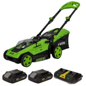 Comparateur de prix : Tondeuse à gazon sans fil 40V 2 batteries 2.0Ah Chargeur double Moteur...