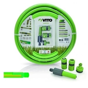 Comparateur de prix : Tuyau d'arrosage jardin VITO PVC renforcé 10 m diam 15mm lance multi j...