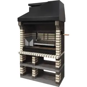 MOVELAR - Barbecue préfabriqué à bois et charbon en béton réfractaire modèle Pan America Plus XL (Gris, Beige - 120 x 70 x 220 cm) REF: 3550/3Vendu paramazon