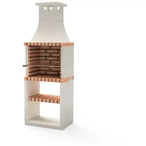 MOVELAR Barbecue préfabriqué à bois et charbon de bois Modèle Nola Plus (Blanc... pas cher