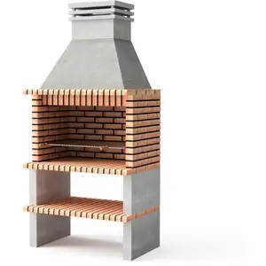 Barbecue préfabriqué à bois et charbon en béton réfractaire modèle Paellero Calpe 105 (Gris, Orange - 120 x 70 x 250 cm) ref: 3920 - CuisineVendu paramazon