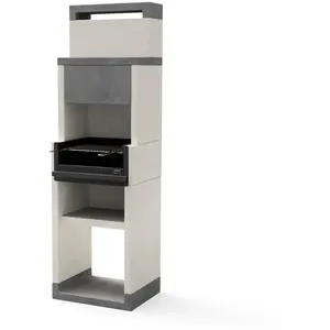 Barbecue fixe pour bois et charbon modèle venit flex hotte (Gris/Blanc...Vendu paramazon