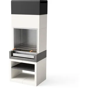 Maestro Ferretero - tuozi - Barbecue de Construction à Bois et Charbon Modèle kitaway inox (Gris/Blanc - 84 x 63 x 223 cm)Vendu paramazon