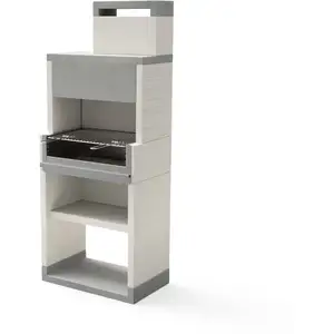TUOZI - Barbecue de Construction à Bois et Charbon Modèle VENIT FLEX PLUS HOTTE (INOX) [F] (Gris/Blanc - 78 x 47 x 197 cm)Vendu paramazon