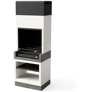 Tuozi - Barbecue de Construction à Bois et Charbon Modèle kitaway (Gris/Blanc - 84 x 63 x 237 cm)Vendu paramazon