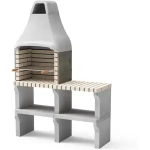 Maestro Ferretero - movelar - Barbecue préfabriqué à bois et charbon en béton réfractaire modèle New Iberia Plus xl avec évier et support latéralVendu paramazon