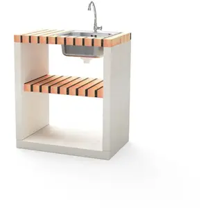 MOVELAR Vier et robinet Bancada Nola pour Barbecue en Béton Préfabriqué (Blanc... pas cher