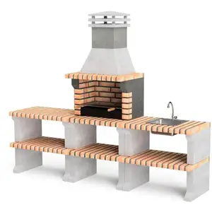 Barbecue préfabriqué à bois et charbon de bois Modèle Pack 1 Liz Plus ...