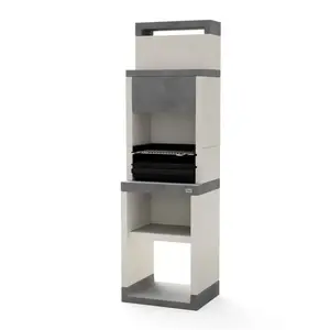 Tuozi - Barbecue fixe pour bois et charbon modèle plan 0 max (Gris/Bla... pas cher