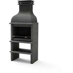 MAESTRO FERRETERO Movelar - Barbecue Préfabriqué à Bois et Charbon Modèle bbq benhaddou plus avec Grill (Gris Foncé - 100 x 70 x 262 cm) ref : M01030 - Usage ExtérieurVendu paramazon